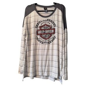 Harley Davidson Striped Long Sleeve T Shirt Portland Oregon XL